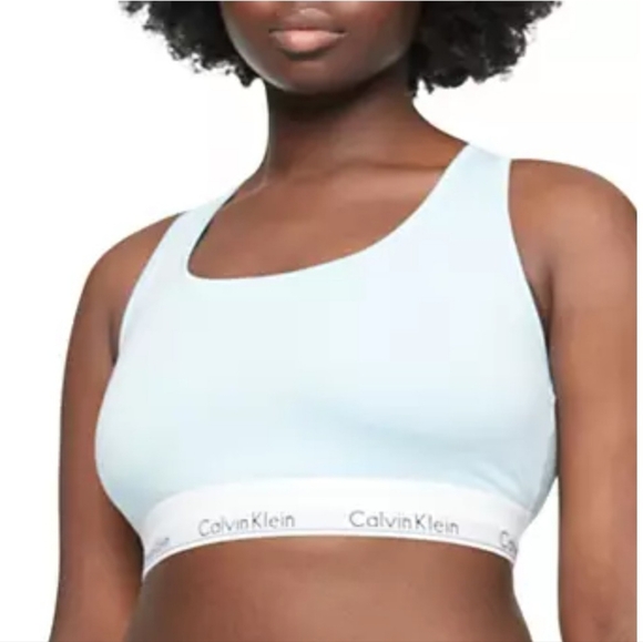 Calvin Klein Other - Calvin Klein Cotton Unlined Light Blue Workout Training Sports Bra Sz 1X
